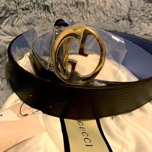 New Blue black reversible Gucci leather belt